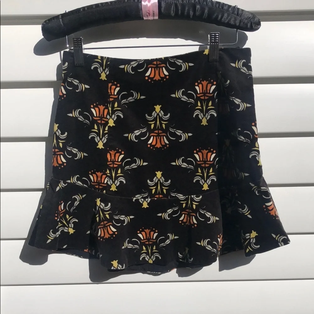 Free People Black and Orange Ruffled Mini Skirt - Picture 2 of 10